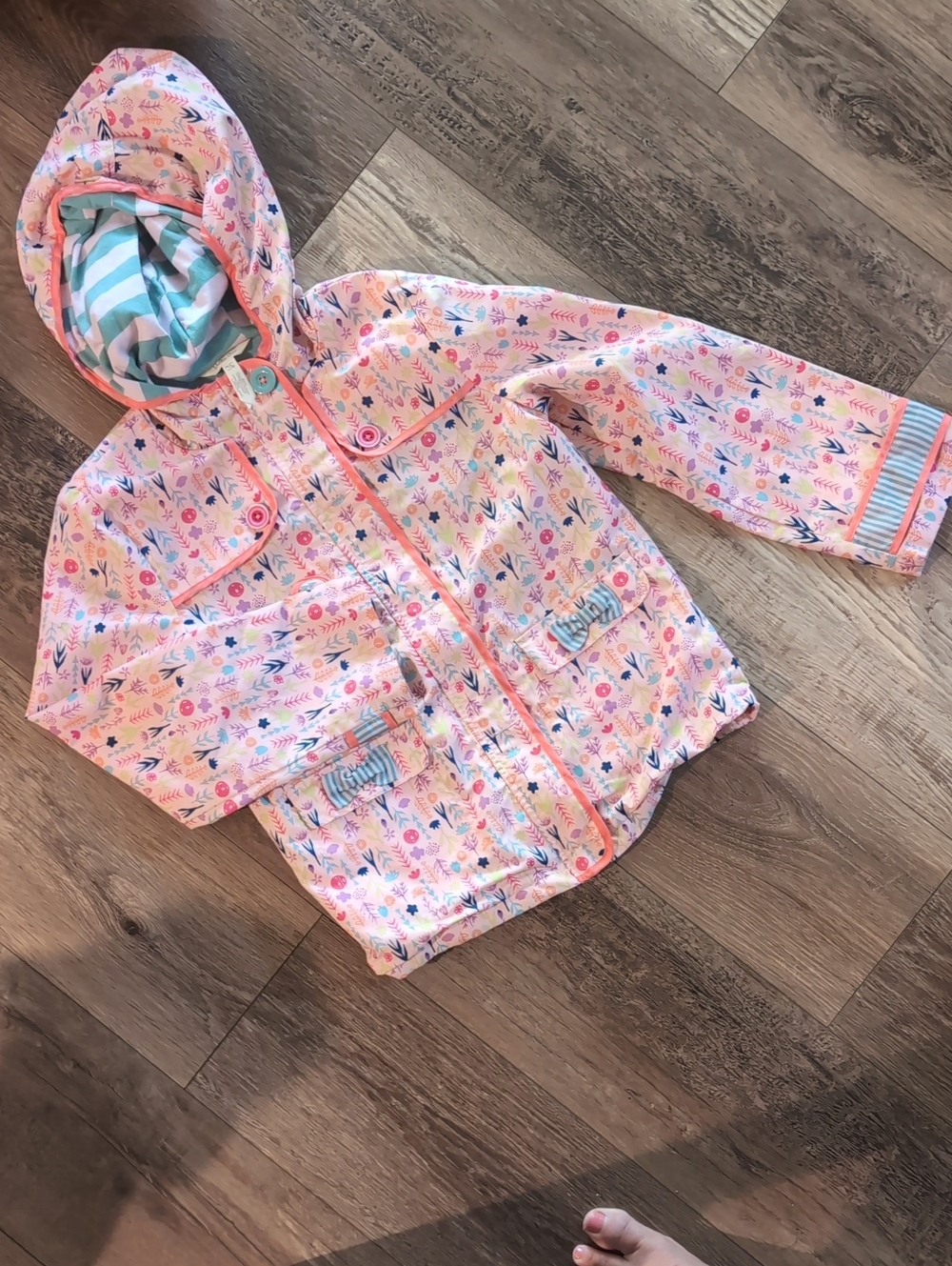 Matilda Jane Pink Floral & Stripe Hooded Raincoat